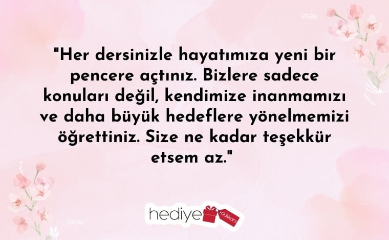 öğrenciden öğretmene güzel sözler