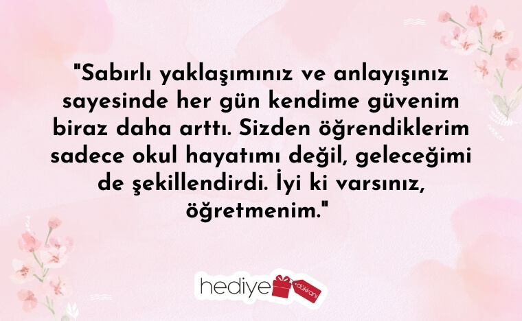 öğrenciden öğretmene güzel sözler