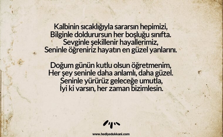 öğretmene doğum günü şiiri