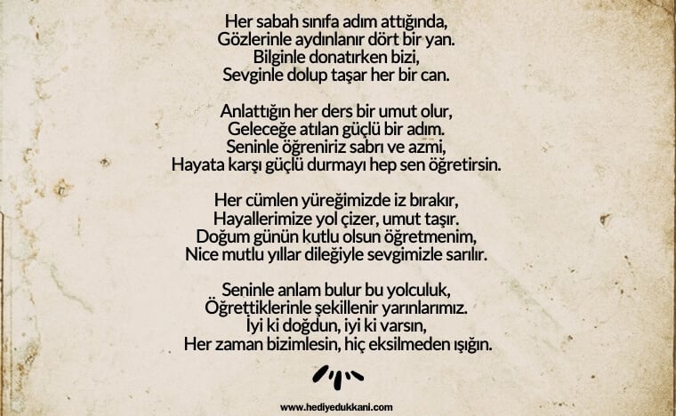 öğretmene doğum günü şiiri