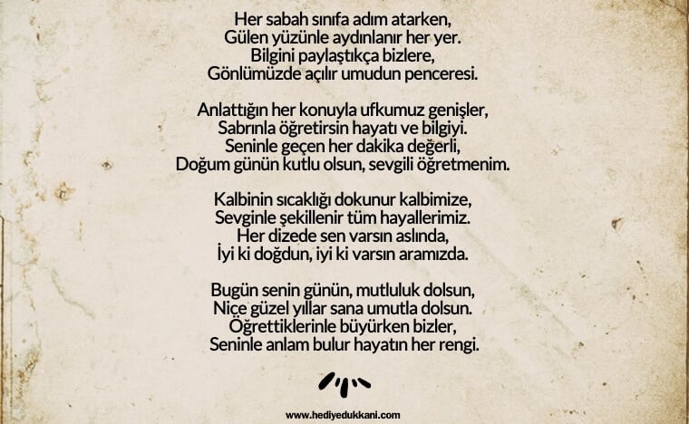öğretmene doğum günü şiiri