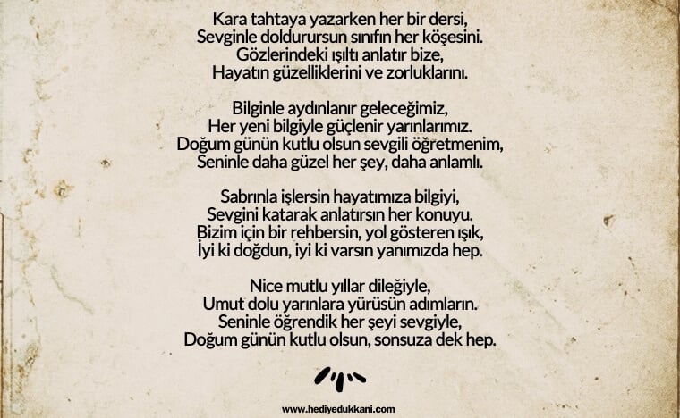 öğretmene doğum günü şiiri