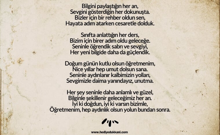 öğretmene doğum günü şiiri