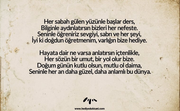 öğretmene doğum günü şiiri
