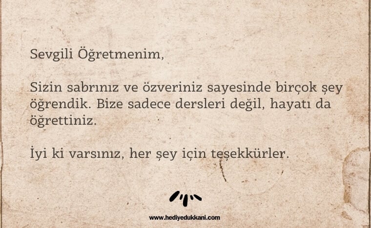öğretmene mektup