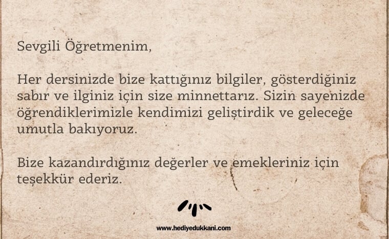 öğretmene mektup