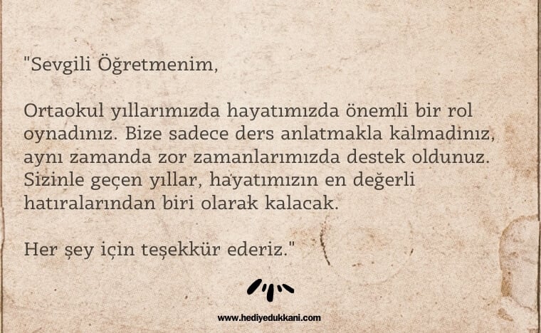 öğretmene mektup