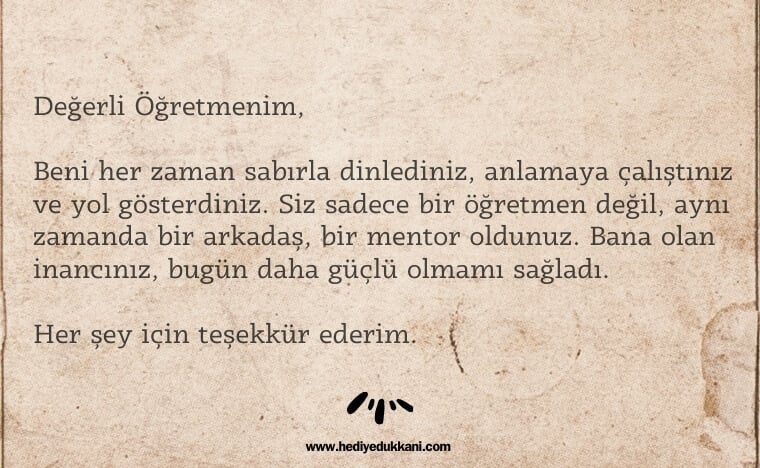 öğretmene mektup