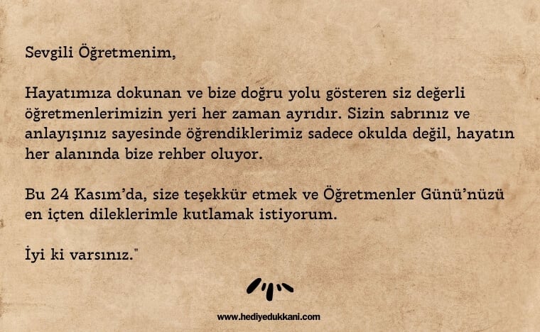 öğretmenler günü mektubu