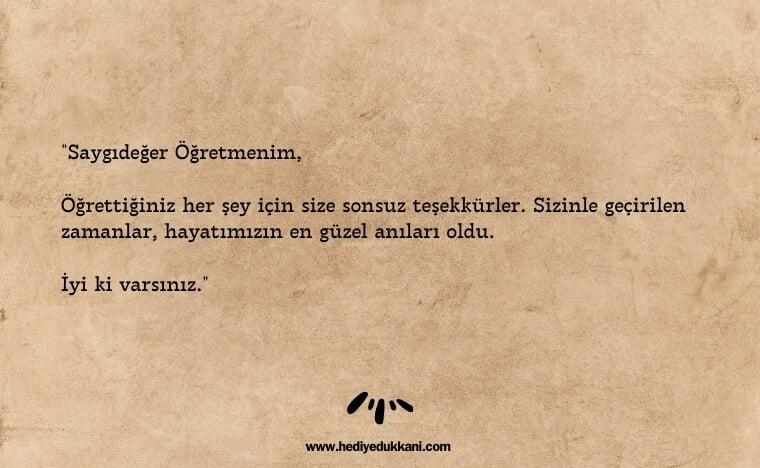 öğretmenler günü mektubu