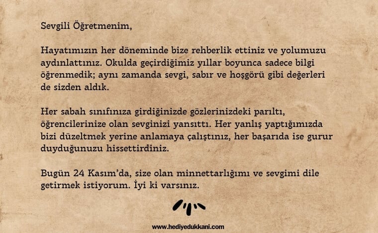 öğretmenler günü mektubu