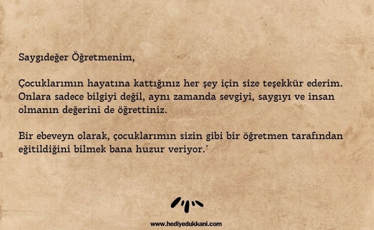 öğretmenler günü mektubu