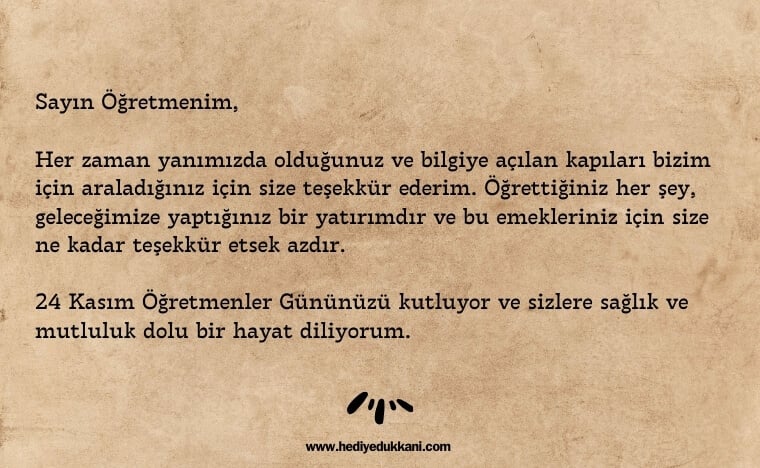 öğretmenler günü mektubu