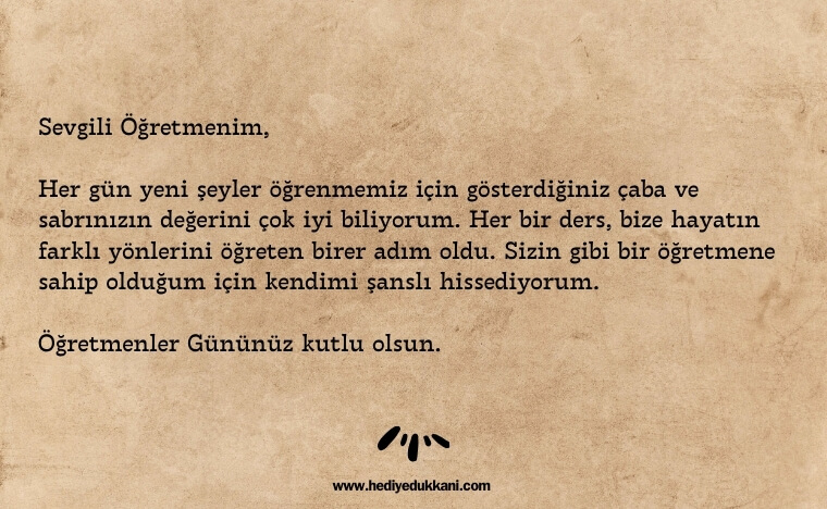 öğretmenler günü mektubu