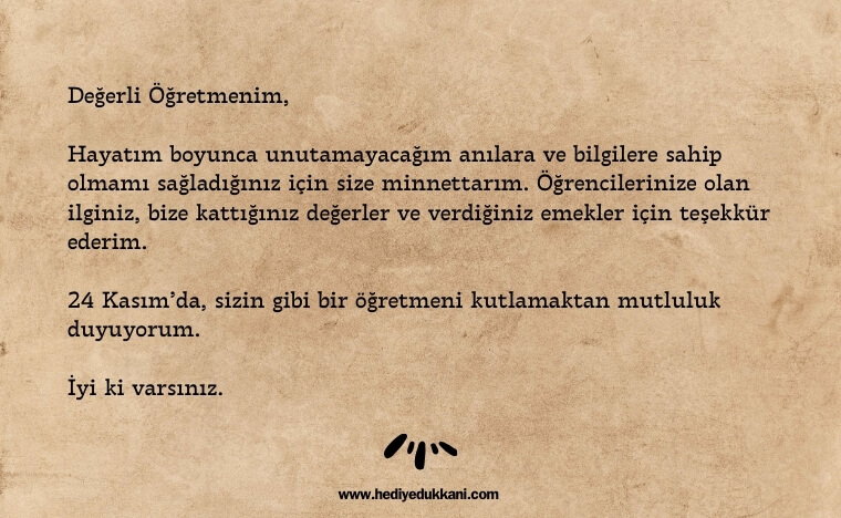 öğretmenler günü mektubu