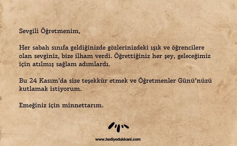 öğretmenler günü mektubu