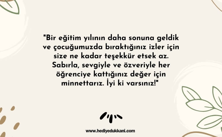 veliden öğretmene güzel sözler