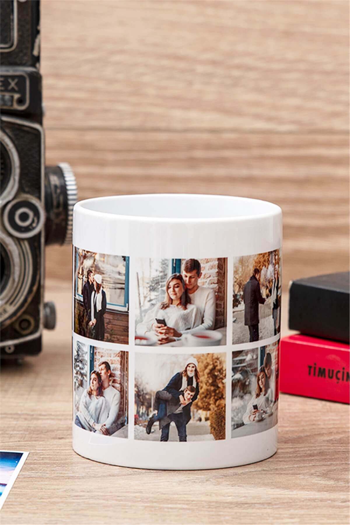 Kişiye Özel 10 Fotoğraflı Porselen Beyaz Kupa Bardak
