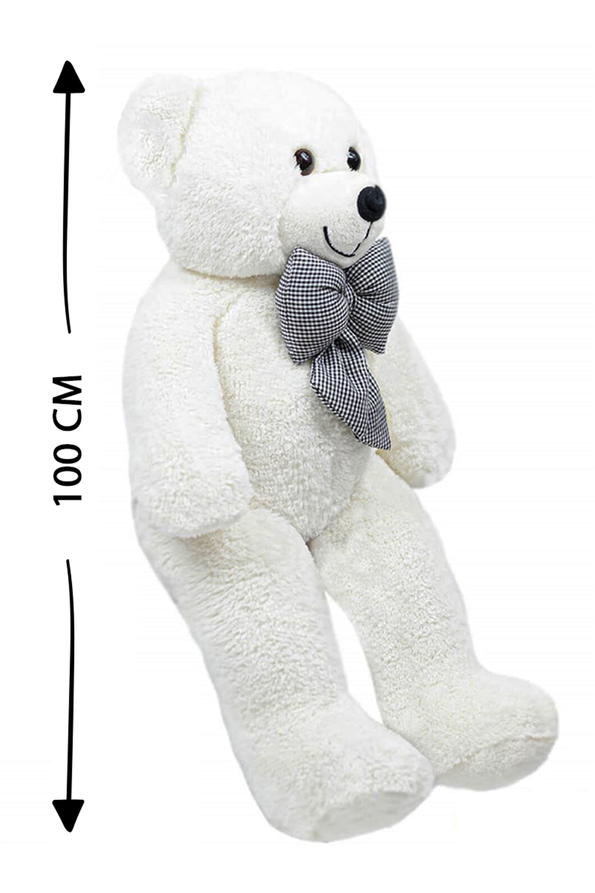100 cm Papyonlu Beyaz Peluş Ayıcık