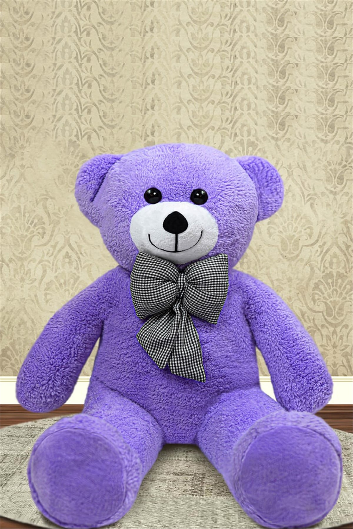 100 cm Papyonlu Mor Peluş Ayıcık