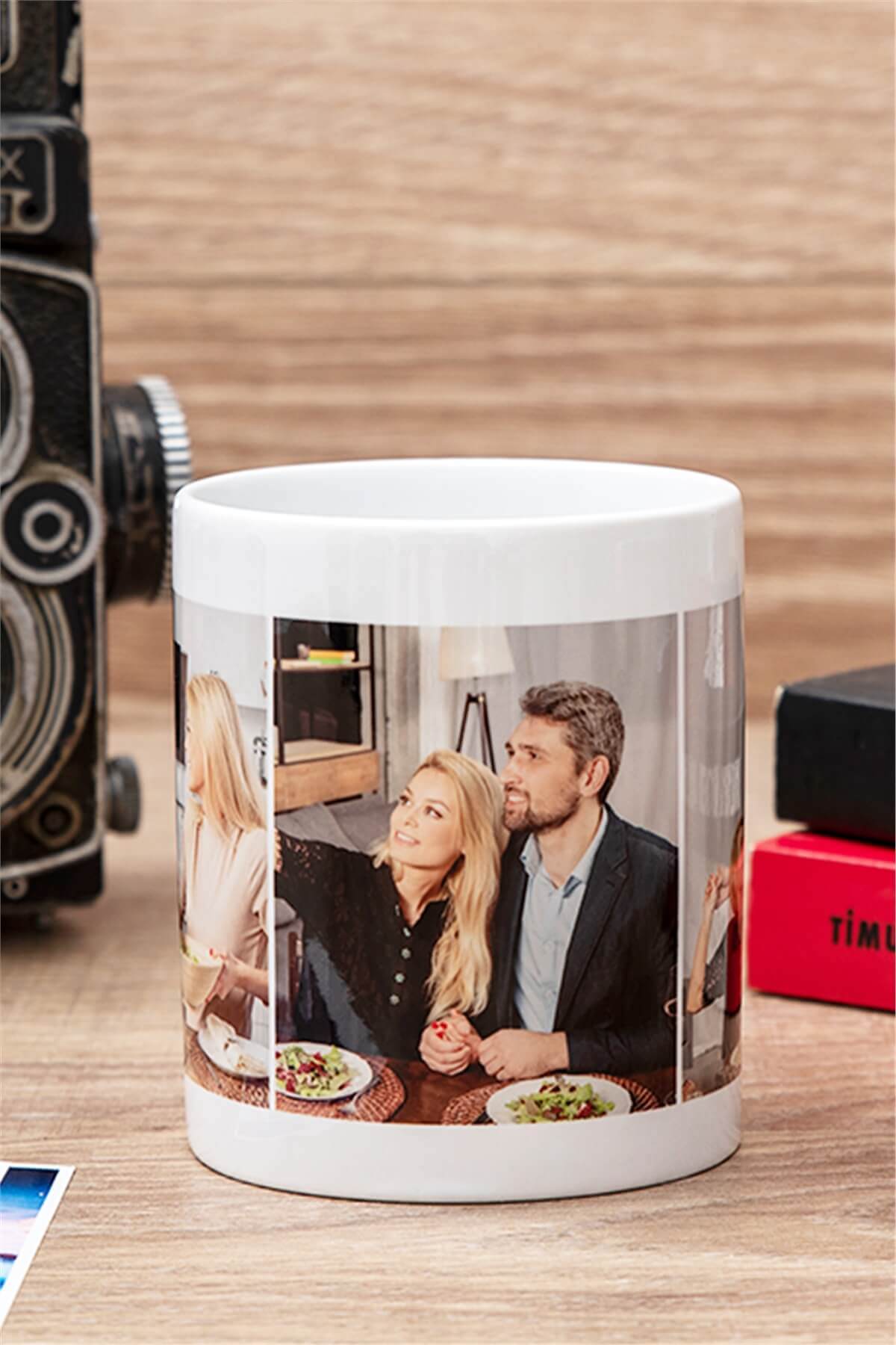 Kişiye Özel 3 Fotoğraflı Porselen Beyaz Kupa Bardak