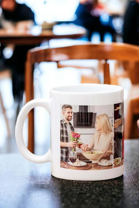 Kişiye Özel 3 Fotoğraflı Porselen Beyaz Kupa Bardak