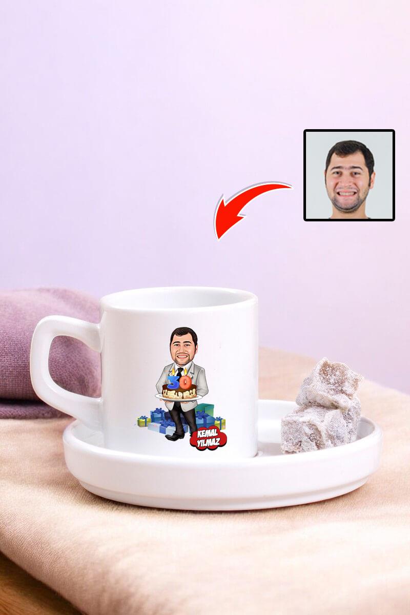 Abiye Doğum Günü Hediyesi Karikatürlü Türk Kahvesi Fincanı