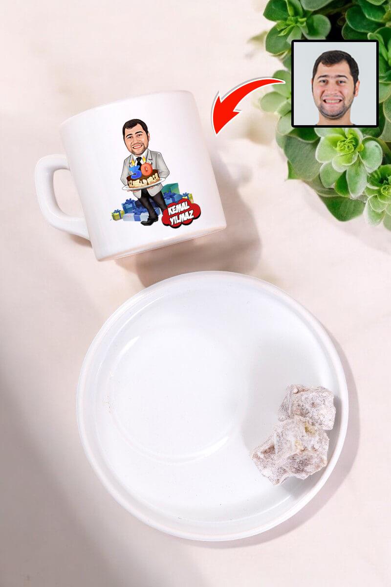 Abiye Doğum Günü Hediyesi Karikatürlü Türk Kahvesi Fincanı