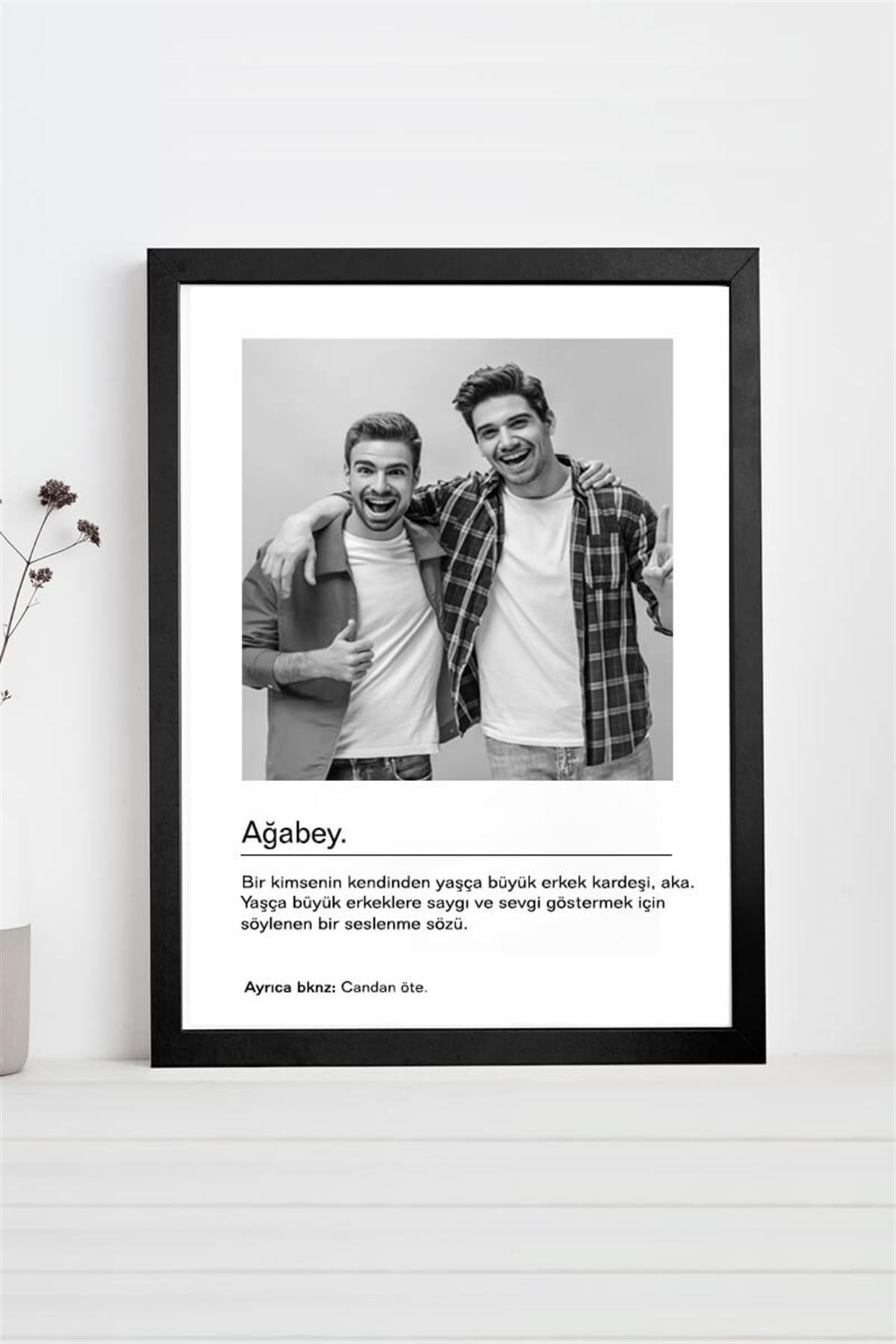 Abiye Hediye Siyah Beyaz Tasarım Kelime Anlamlı Hediyelik Çerçeve