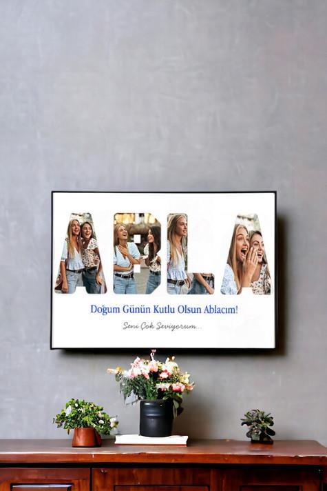 Ablaya Doğum Günü Hediyesi Fotoğraflı ve Mesajlı Hediyelik Çerçeve