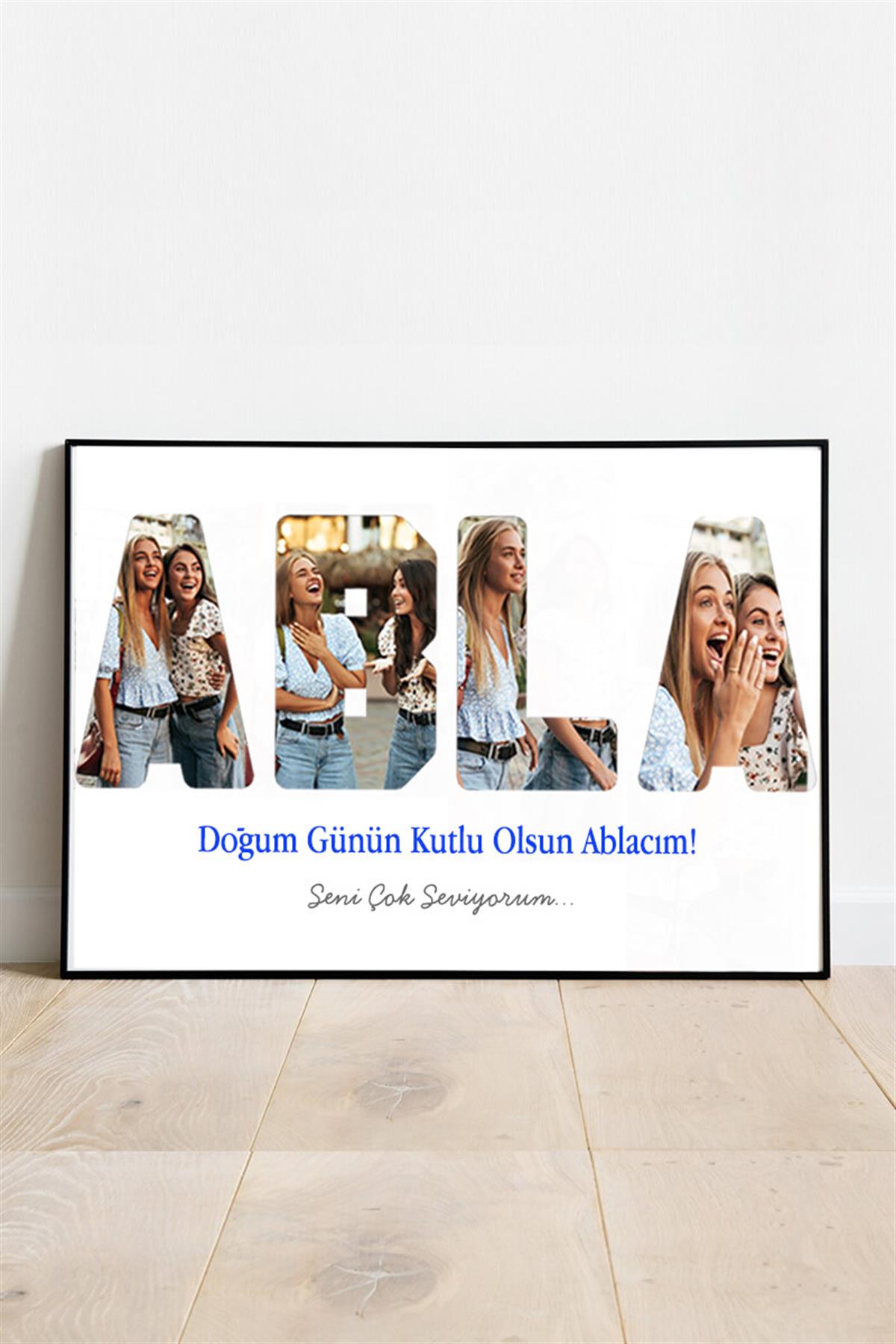 Ablaya Doğum Günü Hediyesi Fotoğraflı ve Mesajlı Hediyelik Çerçeve