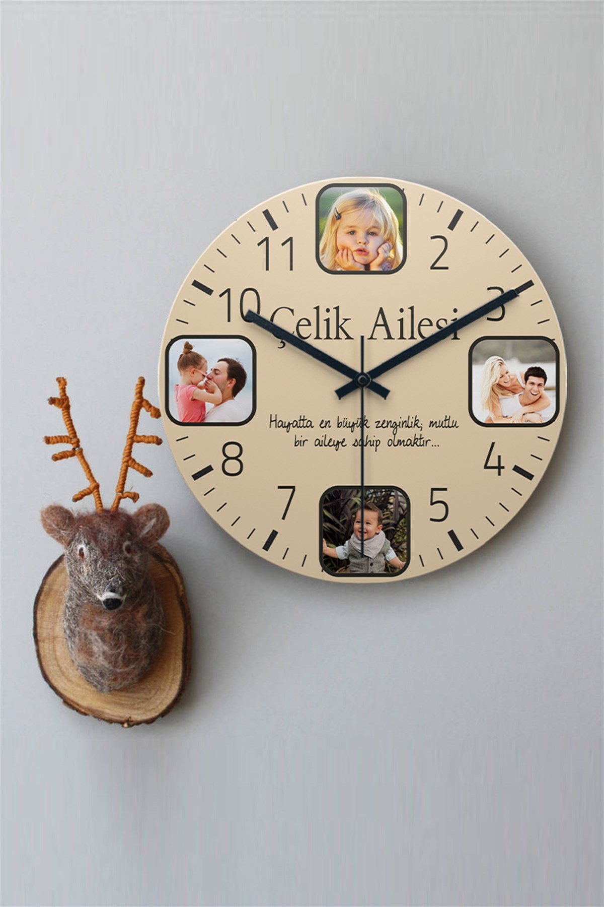 Ailelere Özel Hediyelik Ahşap Duvar Saati