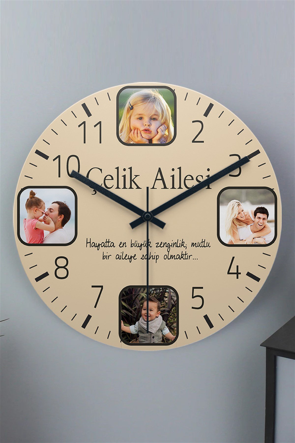 Ailelere Özel Hediyelik Ahşap Duvar Saati