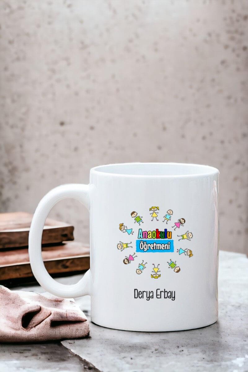 Anaokulu Öğretmenine Hediye Beyaz Kupa Bardak