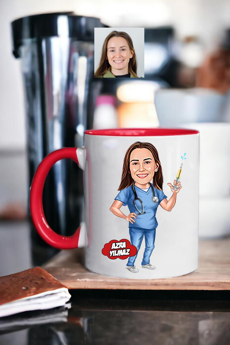 Anestezi Doktoruna Hediye Kişiye Özel Karikatürlü Kupa Bardak