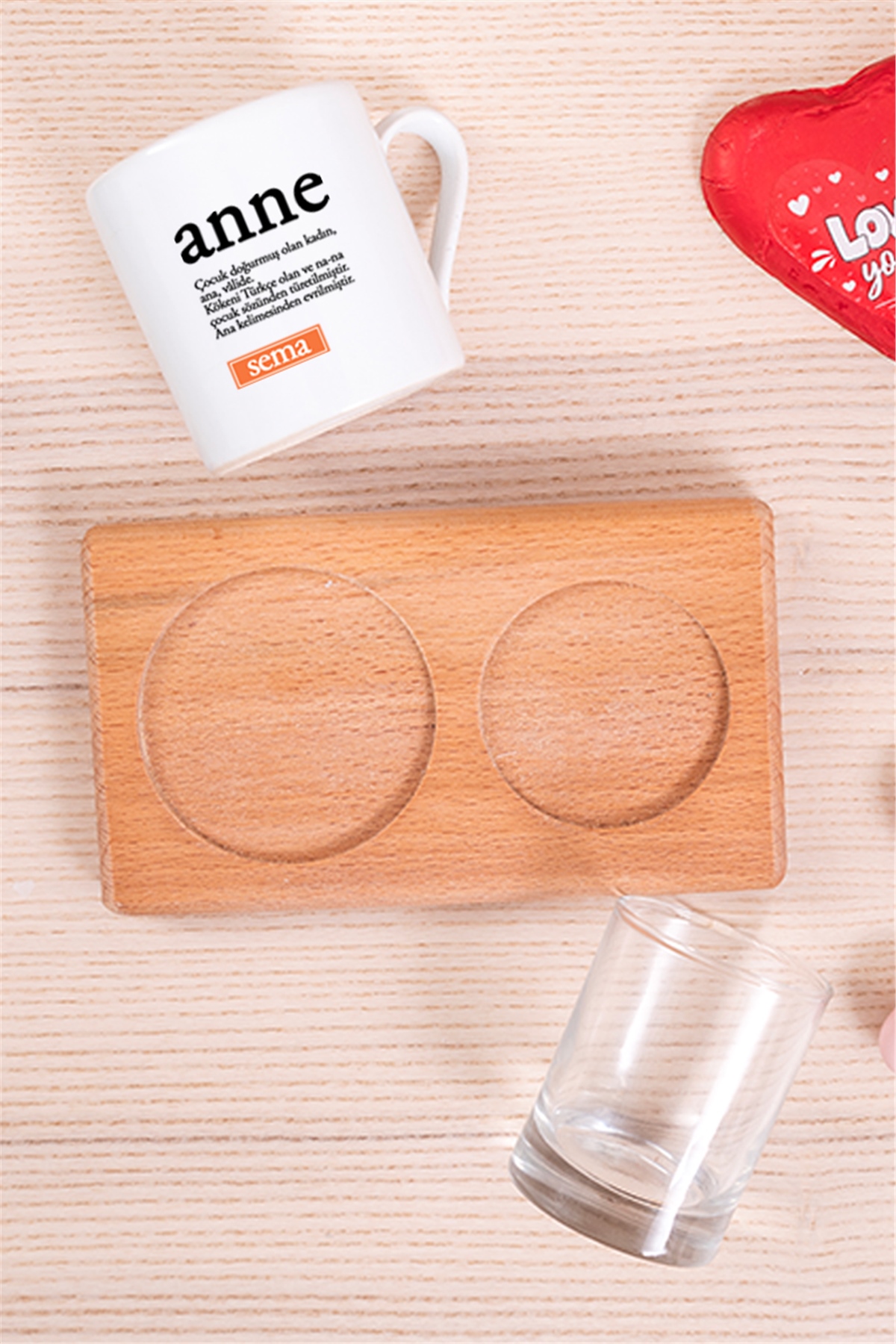 Anneler Günü Hediyesi Ahşap Sunumlu Türk Kahvesi Fincanı