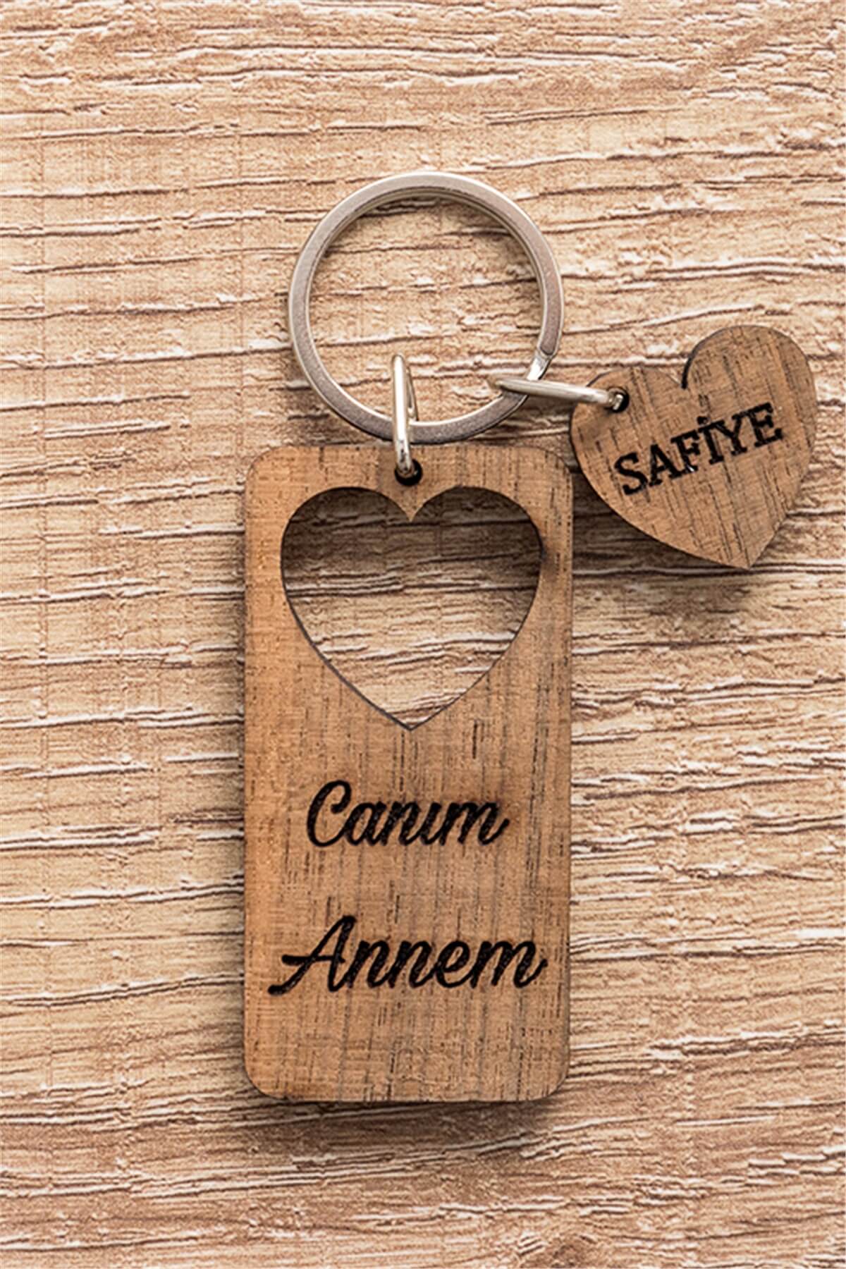 Anneler Günü Hediyesi Ahşap Anahtarlık