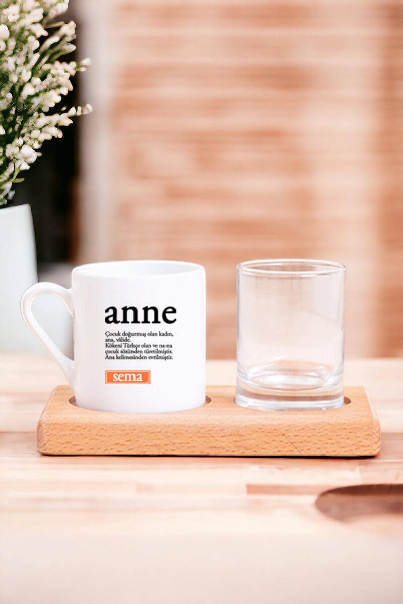 Anneler Günü Hediyesi Ahşap Sunumlu Türk Kahvesi Fincanı