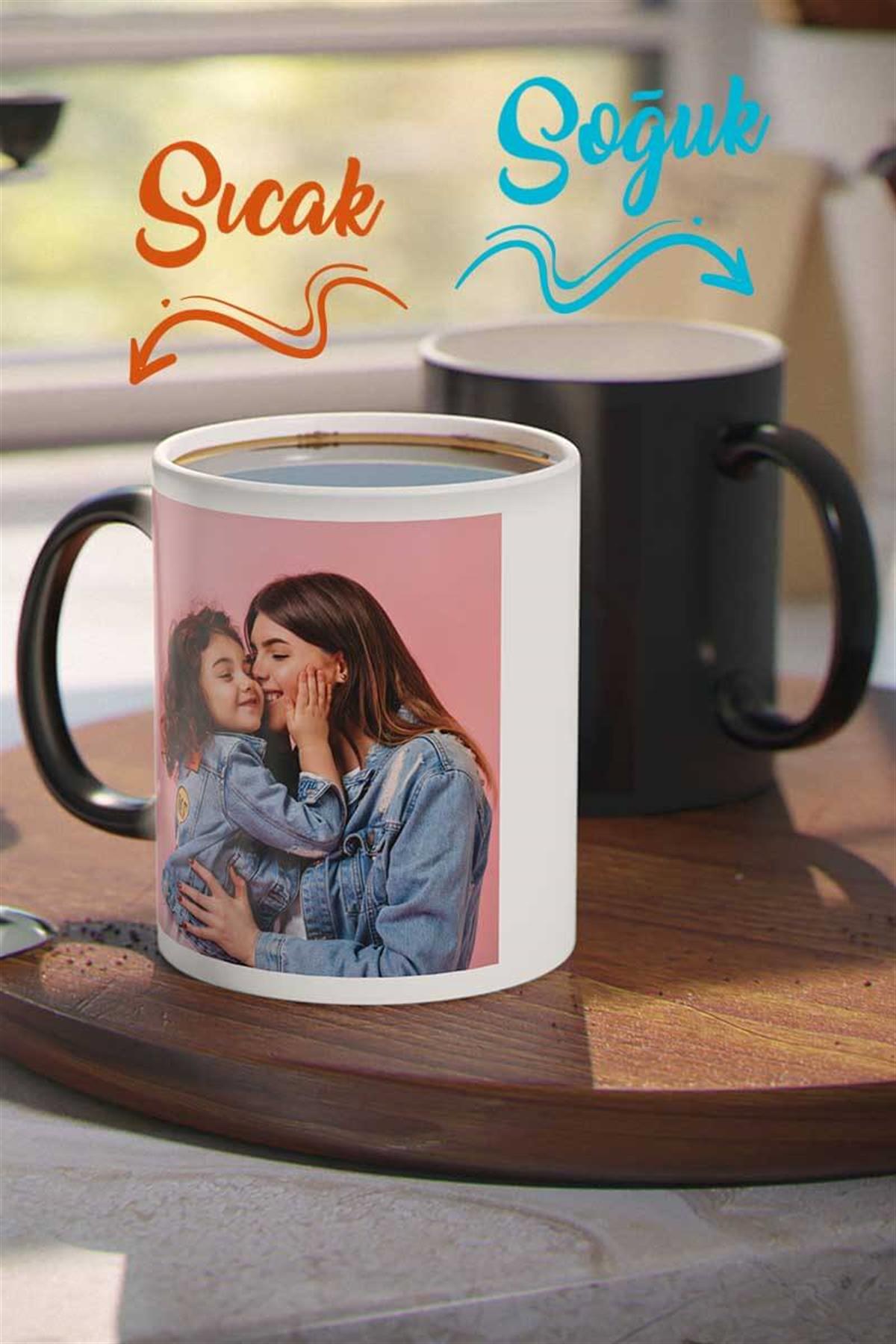 Anneler Günü Hediyesi Fotoğraf Baskılı Sihirli Kupa Bardak