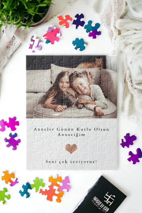 Anneler Günü Hediyesi Fotoğraflı ve Mesajlı Dikdörtgen Puzzle
