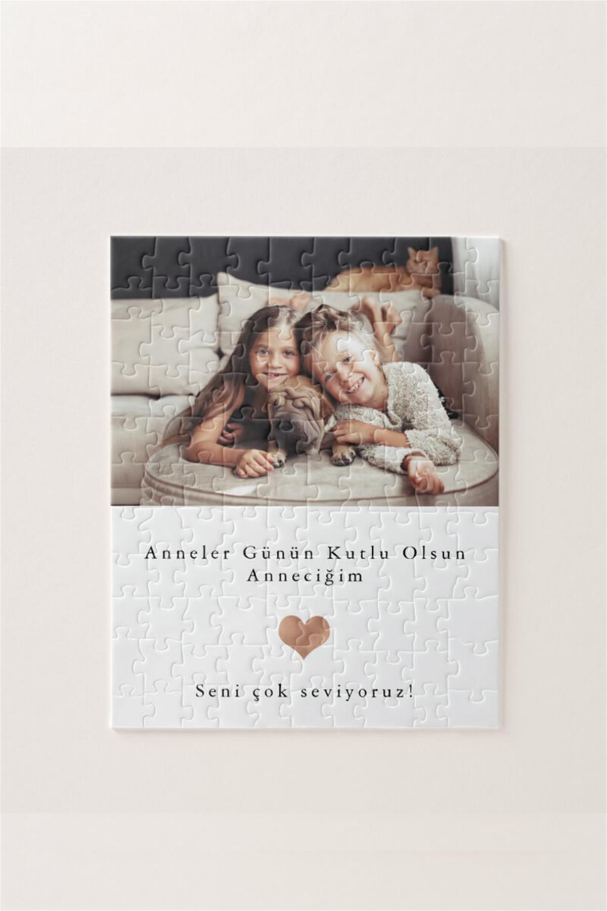 Anneler Günü Hediyesi Fotoğraflı ve Mesajlı Dikdörtgen Puzzle