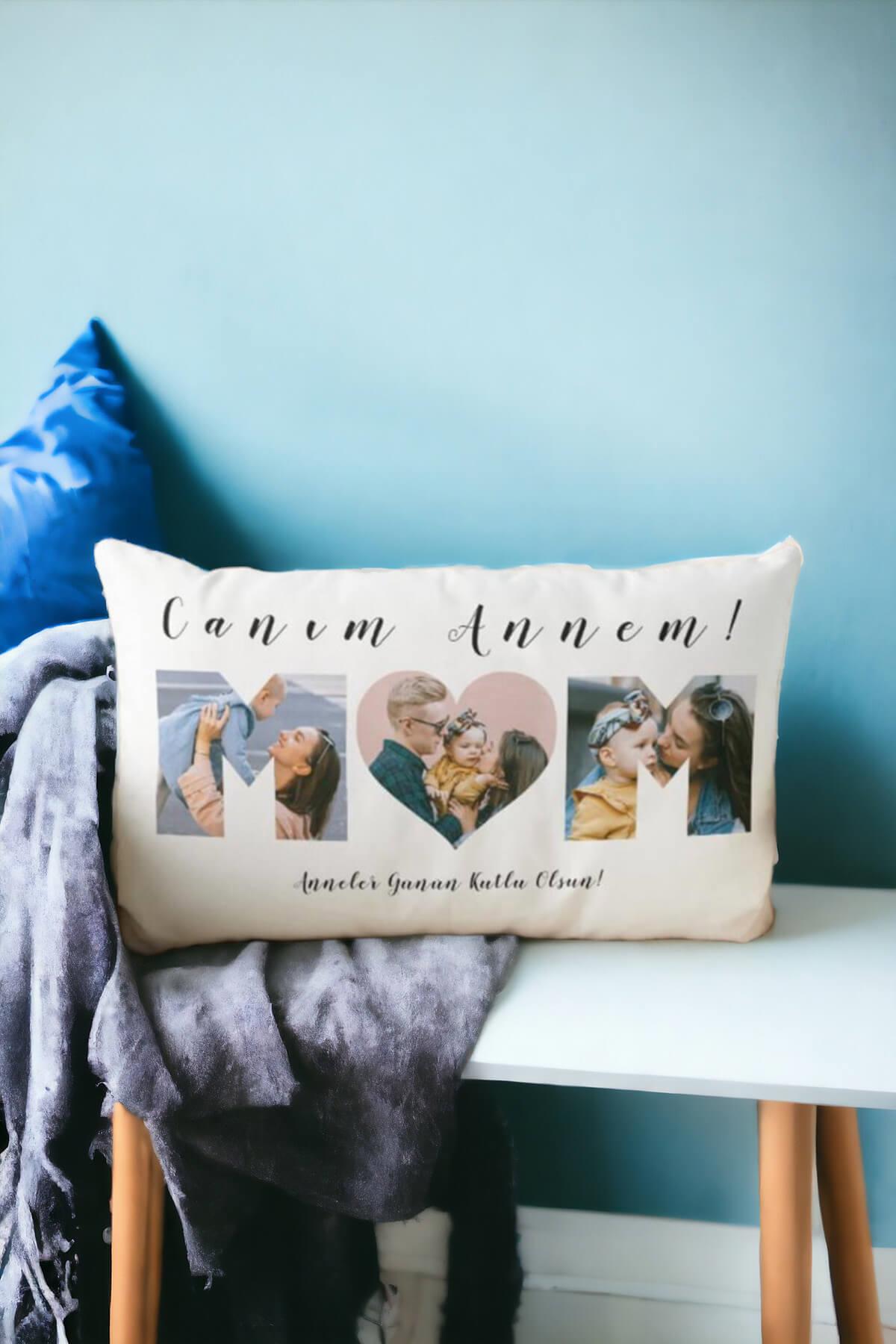 Anneler Günü Hediyesi Mom Tasarım Dikdörtgen Yastık