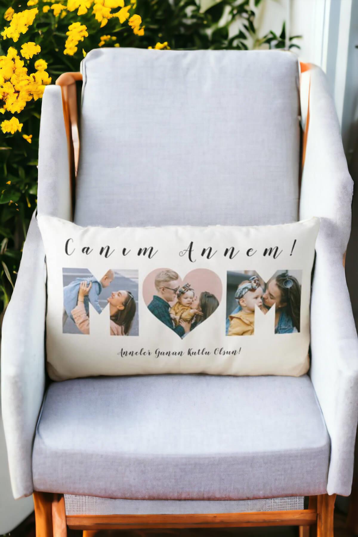 Anneler Günü Hediyesi Mom Tasarım Dikdörtgen Yastık