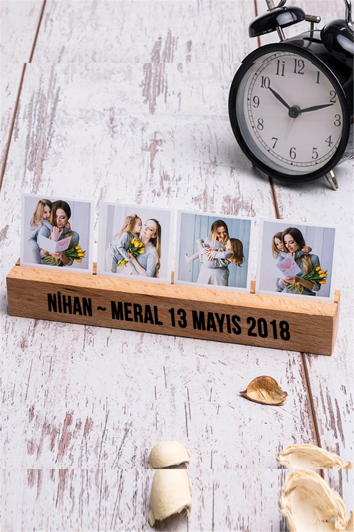 Anneye Dekoratif Hediye Fotoğraflı Ahşap Stand
