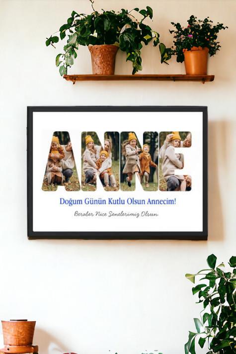 Anneye Doğum Günü Hediyesi Fotoğraflı ve Mesajlı Hediyelik Çerçeve