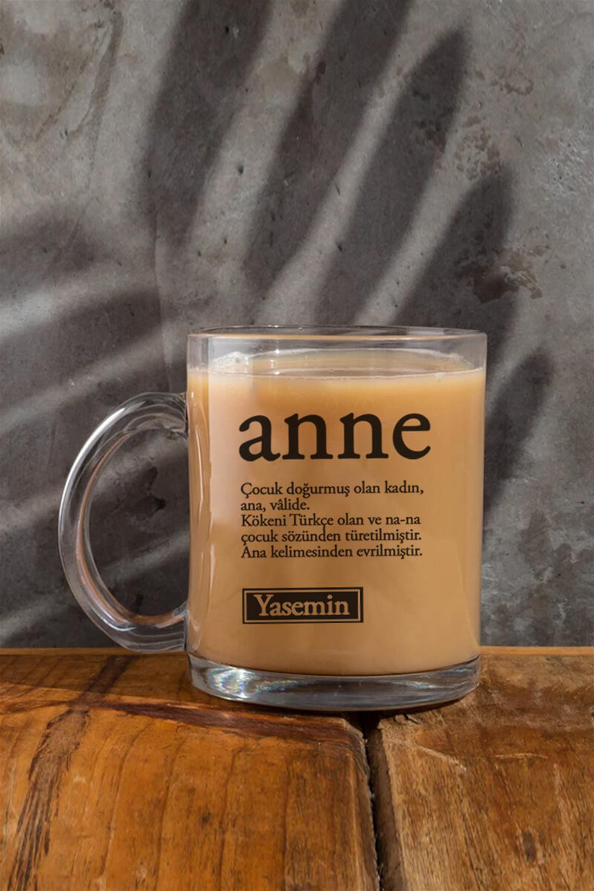Anneye Hediye Anne Kelime Anlamı Cam Kahve Kupası