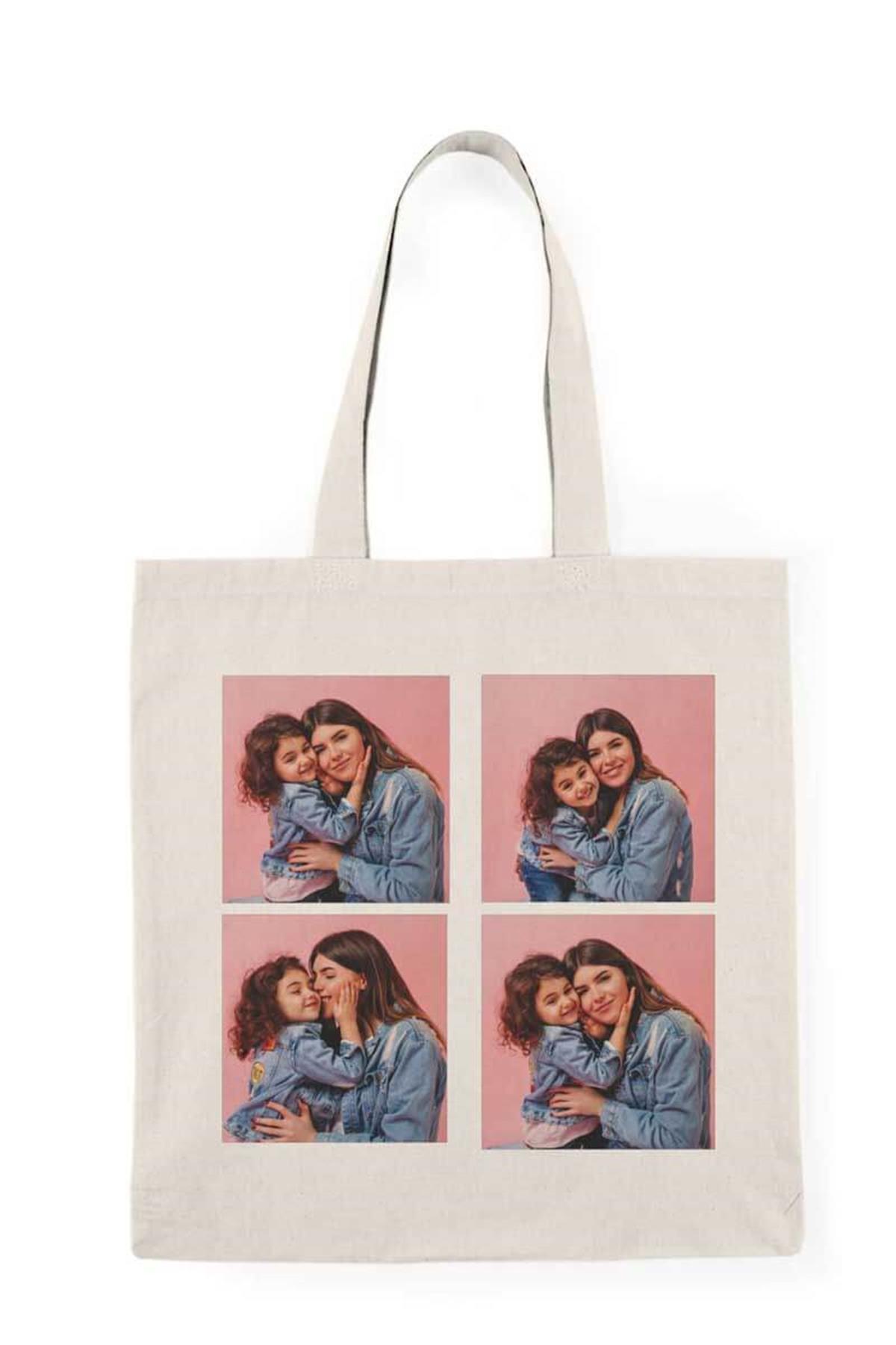 Anneye Hediye Fotoğraf Baskılı Bez Çanta