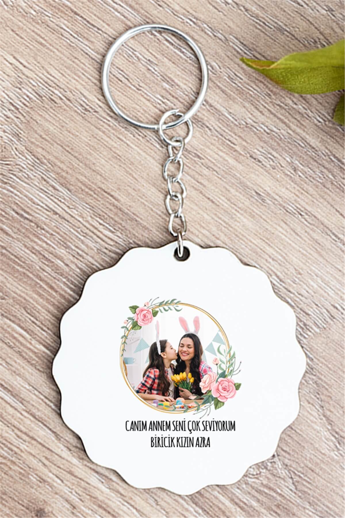 Anneye Hediye Fotoğraflı Anahtarlık