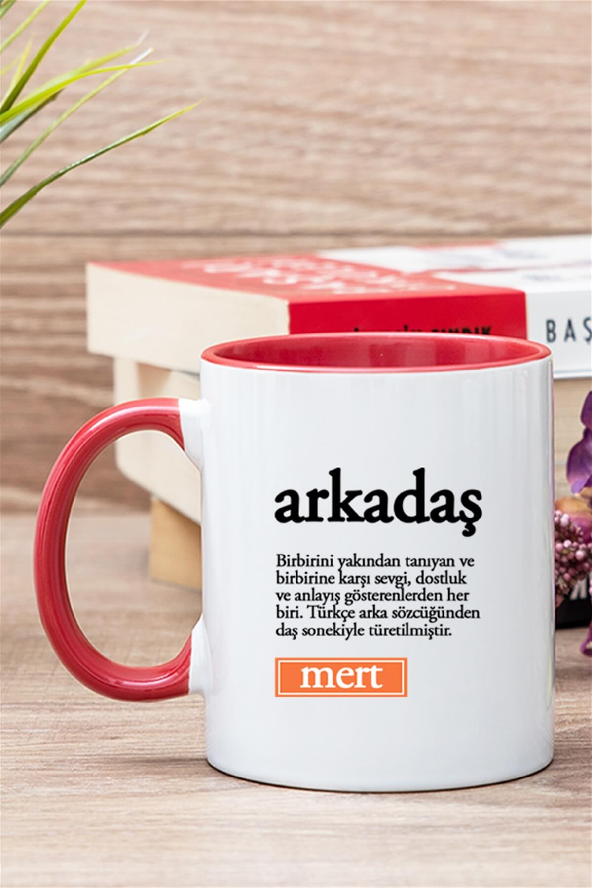 Arkadaş Kelime Anlamı İçi Renkli Kupa Bardak