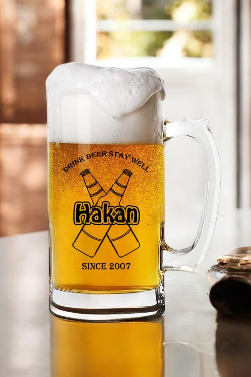 Arkadaşa Hediye İsme Özel Bira Bardağı